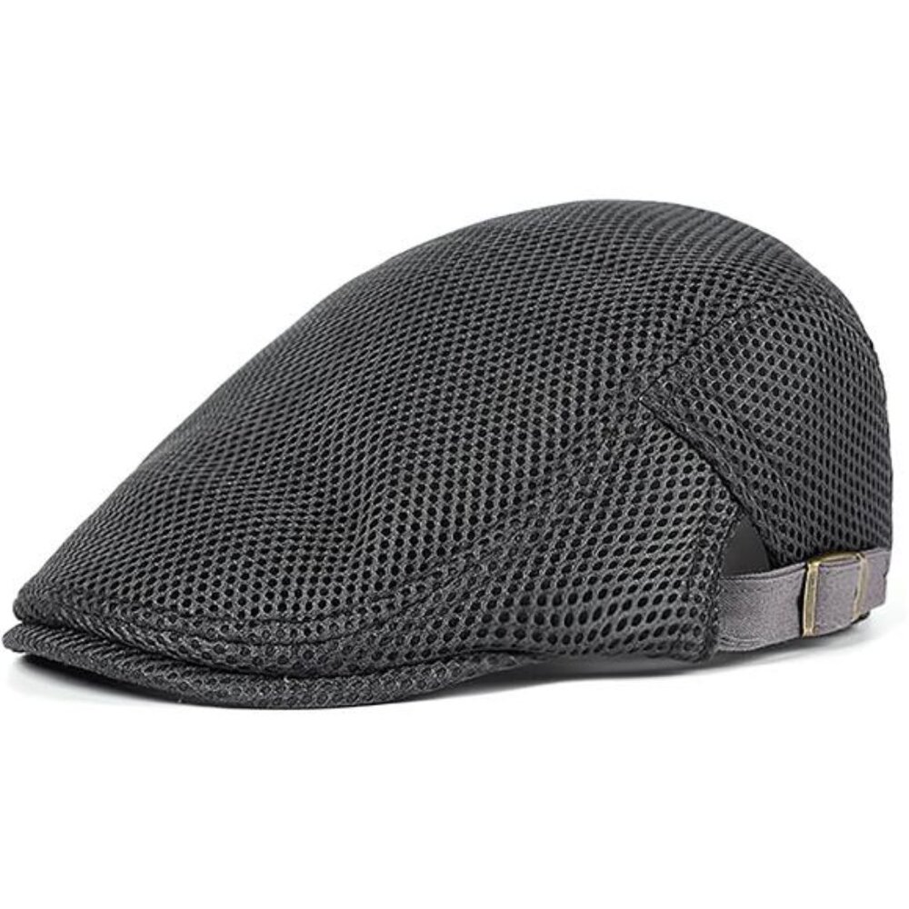 Mens Breathable Mesh Summer Hat Adjustable Newsboy Beret Ivy Cap Cabbie Flat